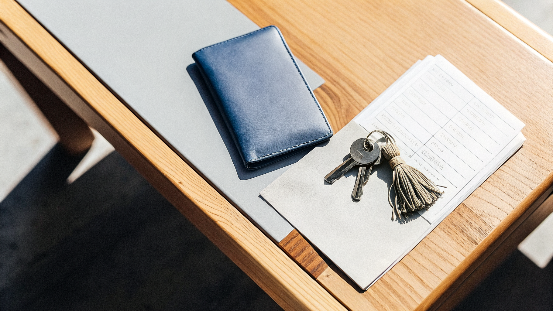 Illustration of a passport, apartment keys and receipt at a Croatia vacation rental check-in