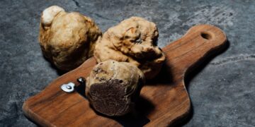 Istrian truffles on a board