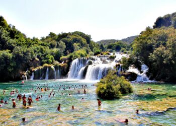 Swimming at the national park Krka