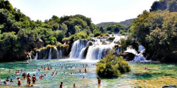 Swimming at the national park Krka