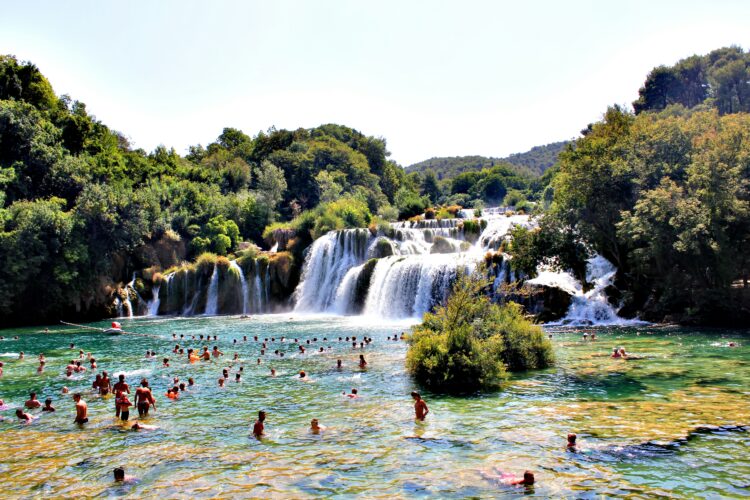 Swimming at the national park Krka
