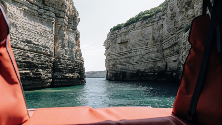Rocky Adriatic cliffs dropping into clear sea on the Croatian coast