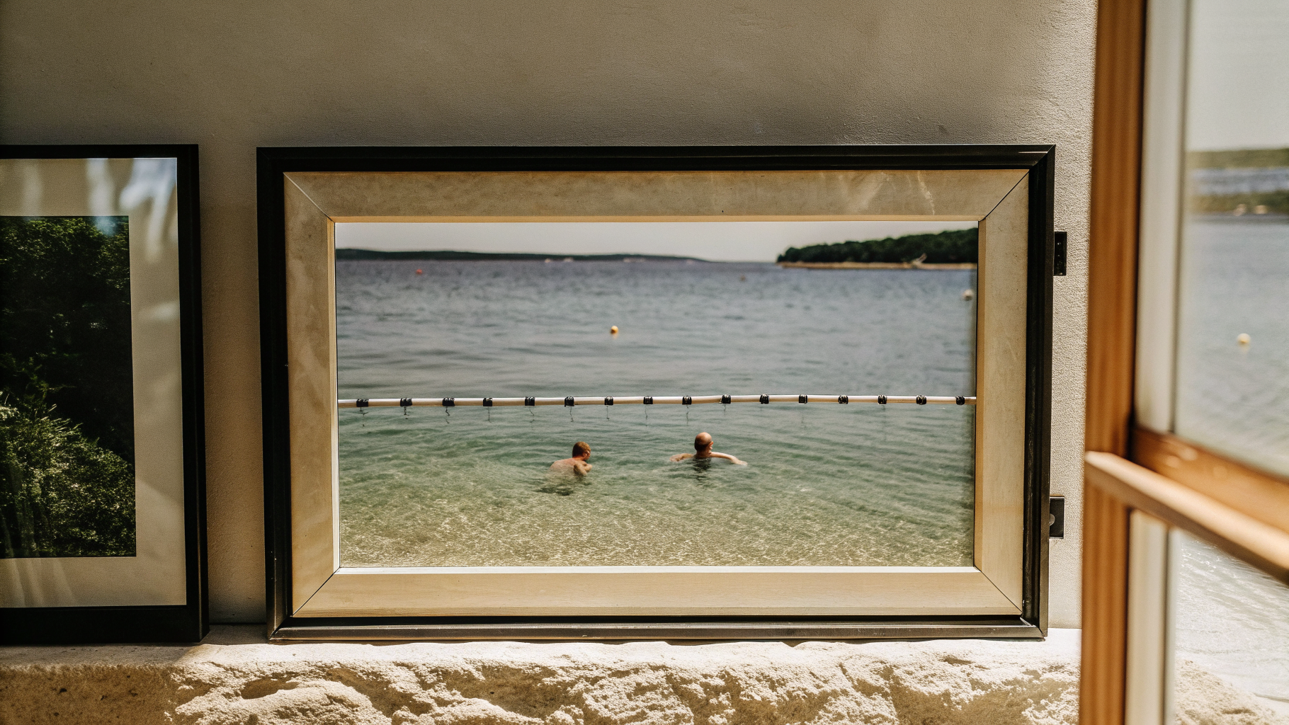 Buoy-marked swimming area on a clean Croatian beach with clear Adriatic water