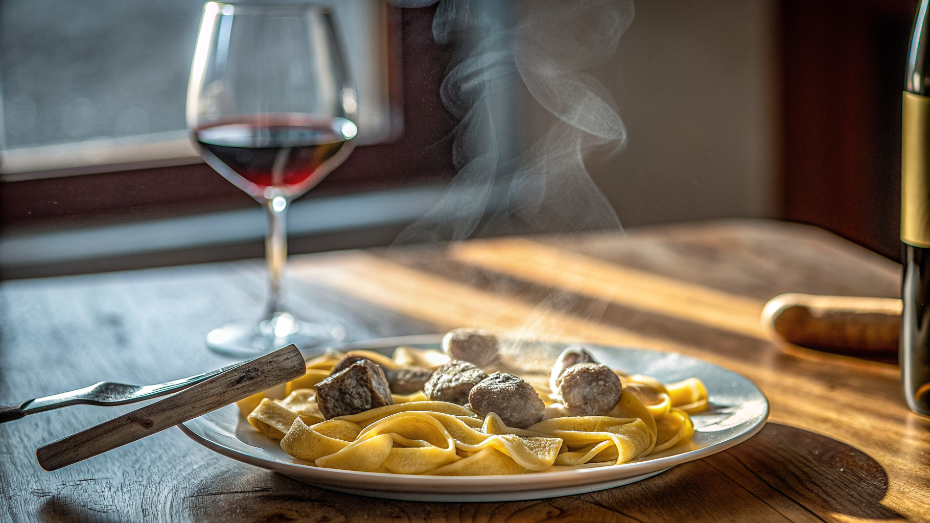 White truffle shaved over a plate of hand-rolled fuzi pasta at an Istrian konoba