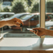 Rental desk handover in Croatia: keys, rental agreement, passport and credit card on the counter